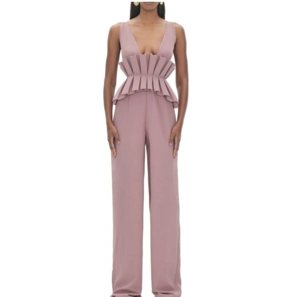 Andrea Iyamah Purple Pleated Jumpsuit